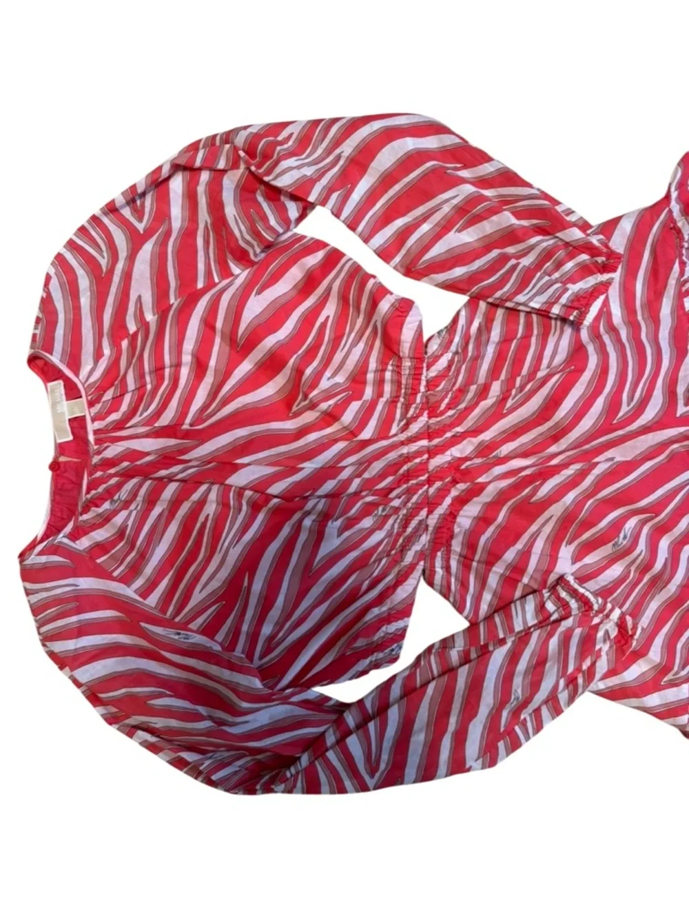 Michael Michael Kors Cotton Lawn Cutout Mini Dress In Zebra Geranium Red/Pink XL - Picture 4 of 13